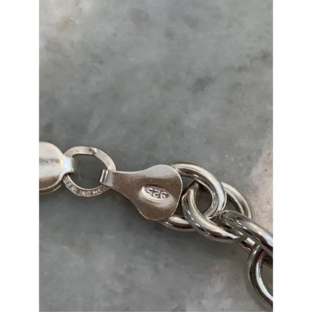 .925 Cable Link Sterling Silver Bracelet #charm bracelet